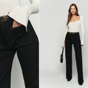 NWT Reformation Alyssa High Rise Wide Leg Long Jeans